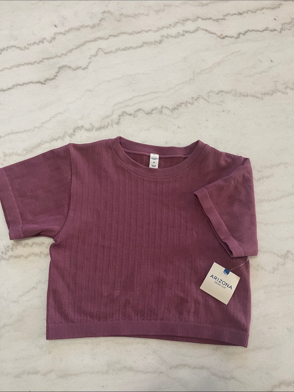 Arizona Jean Company Short Ribbed Crop Tee in Plum